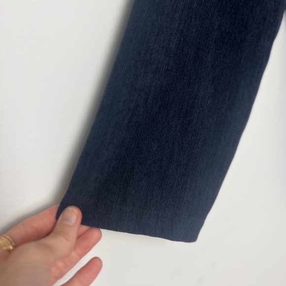 ZARA Man Large Navy Blue Relaxed Fit Corduroy Suit Button Down Shirt Shacket - Picture 13 of 16